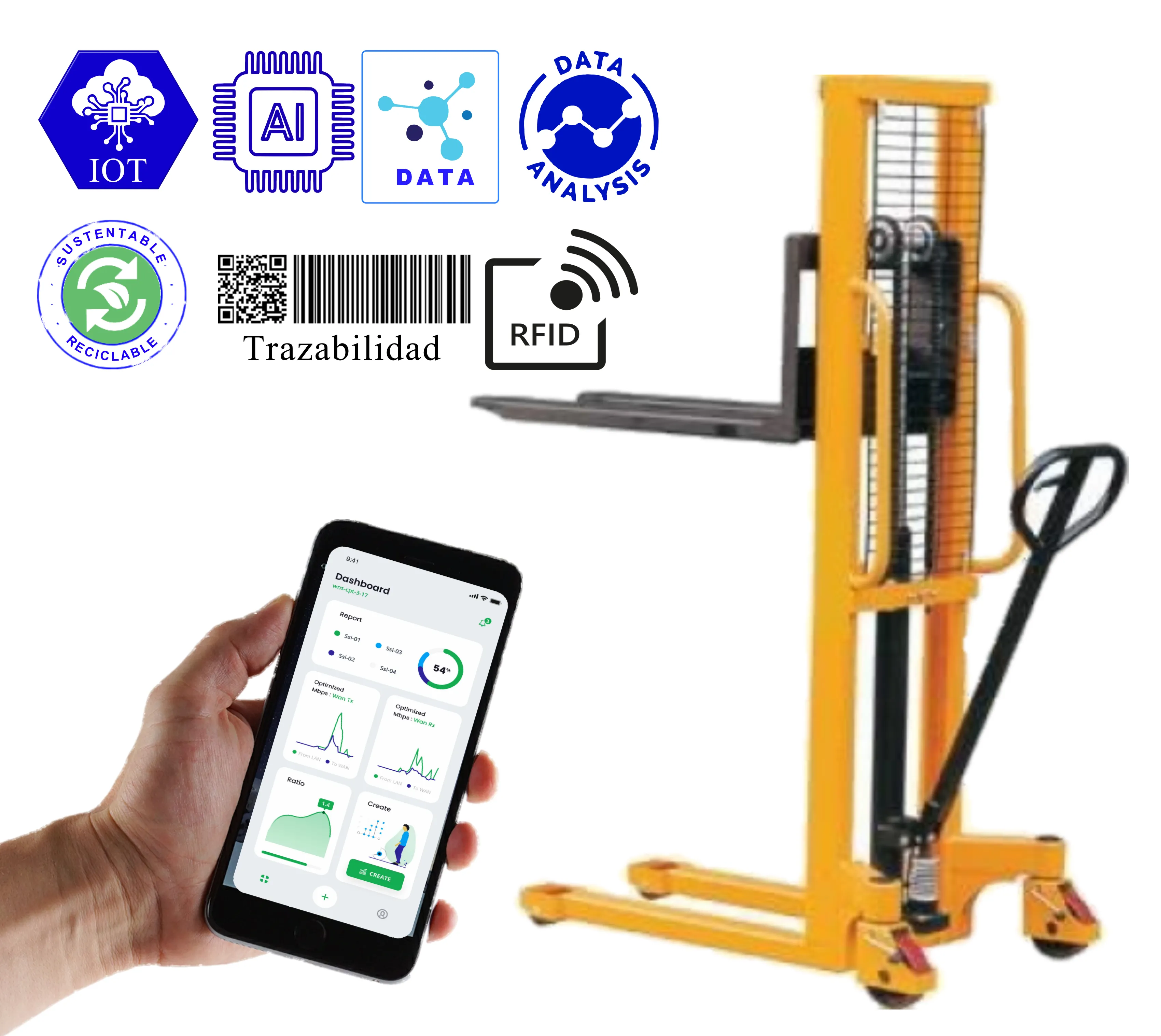 apilador manual con balanza integrada